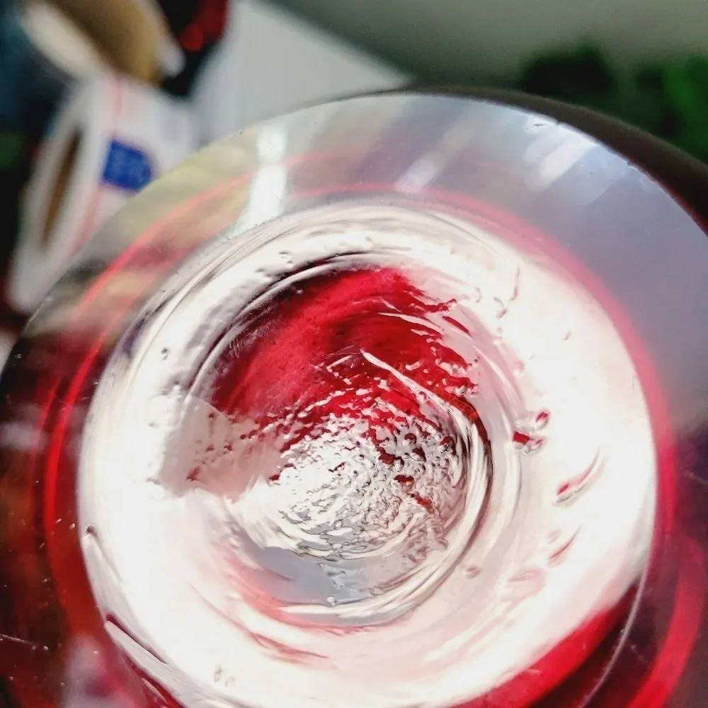 Vtg Dark Cranberry Red Glass vase Jug by Emanuel Beranek 1950s Skrdlovice Vase